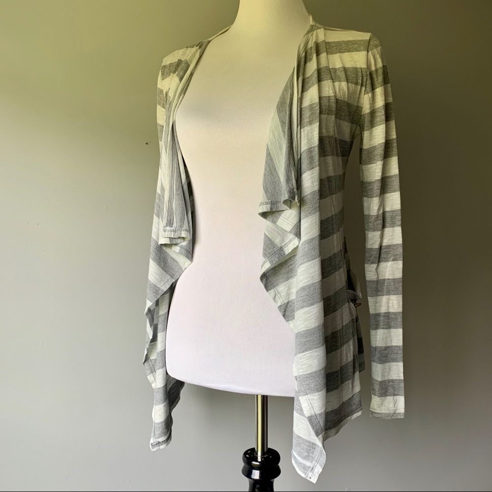 Molly & Mia Grey and White Stripes Cardigan
